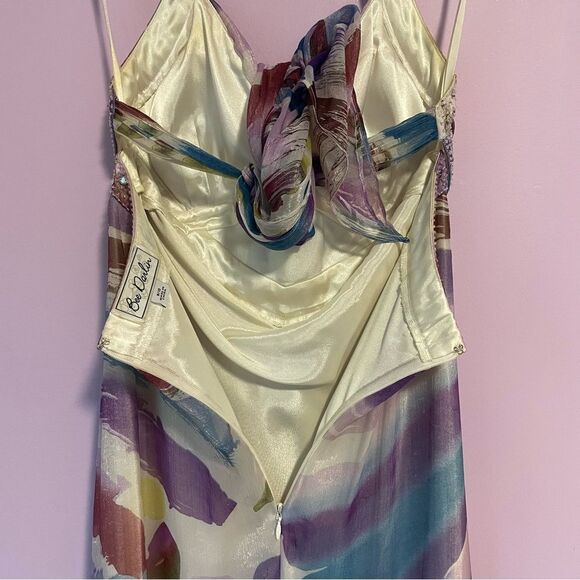 B Darlin Prom Dress Size 9 10 Halter Beaded Satin Maxi Purple Blue Chiffon - Picture 11 of 11